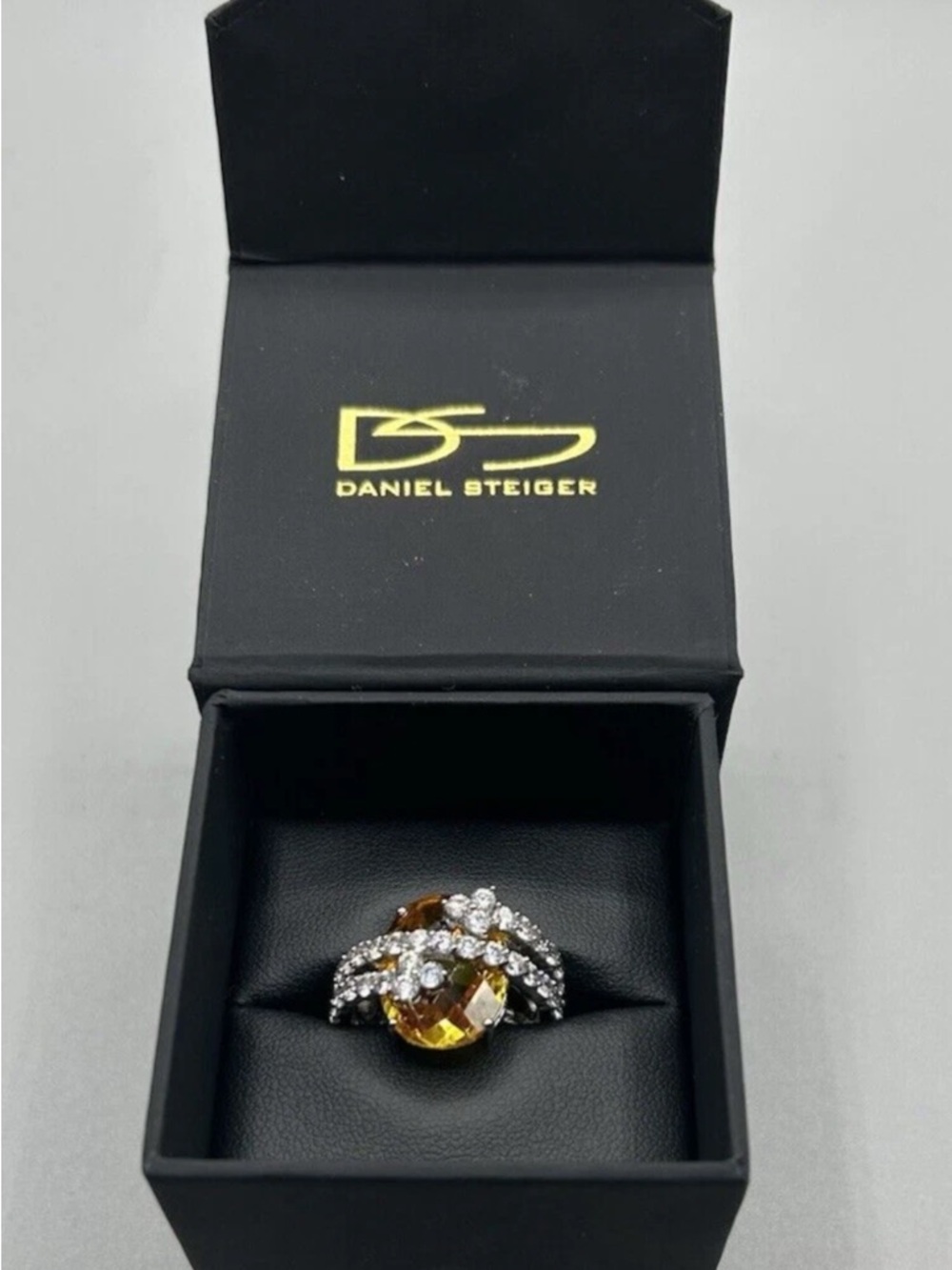 Daniel Steiger Faux Topaz & CZ Gemstones 925 Sterling Silver Ring, Vintage Sz 5